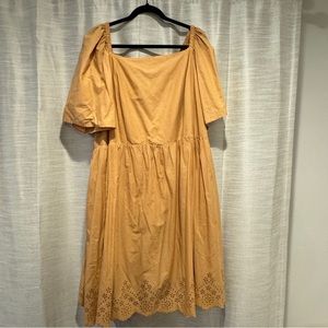 Yellow Eyelet Plus Dress